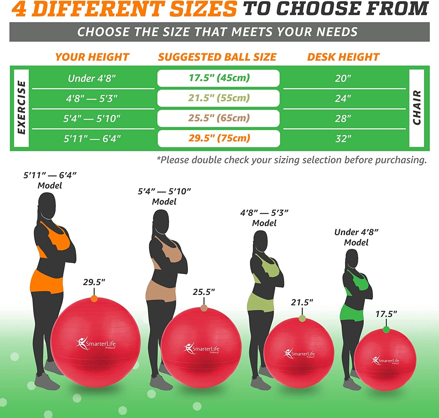 Smarterlife Exercise Ball - Yoga & Fitness Balance Ball