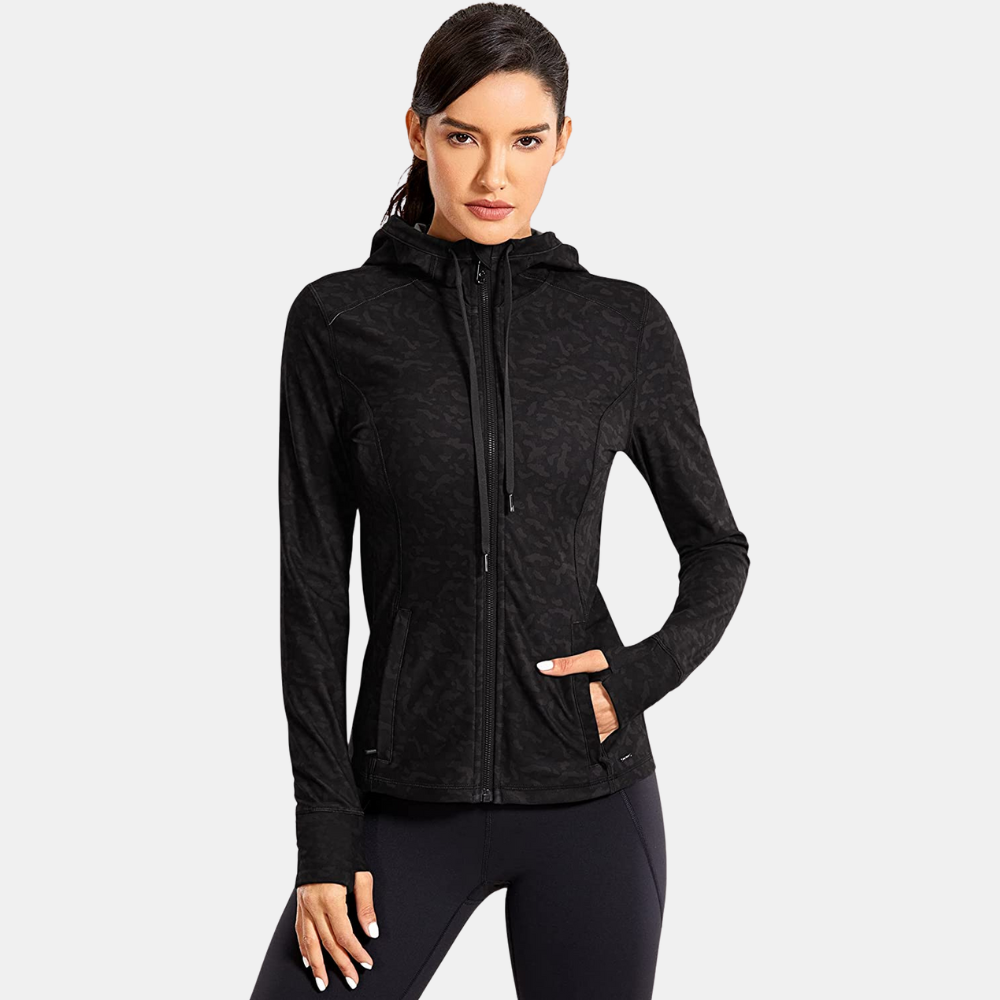 Women's Brushed Full Zip Hoodie - Workout & Running Jacket