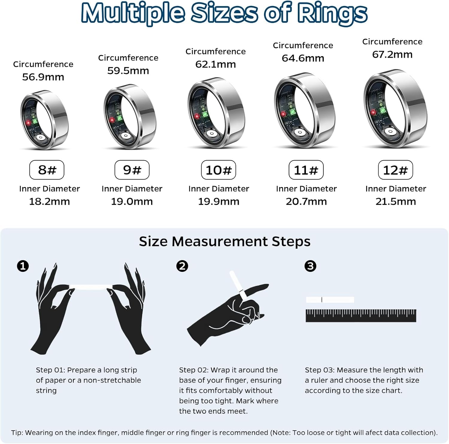 Sleep Tracker Ring - Heart Rate & Activity Monitor, Waterproof
