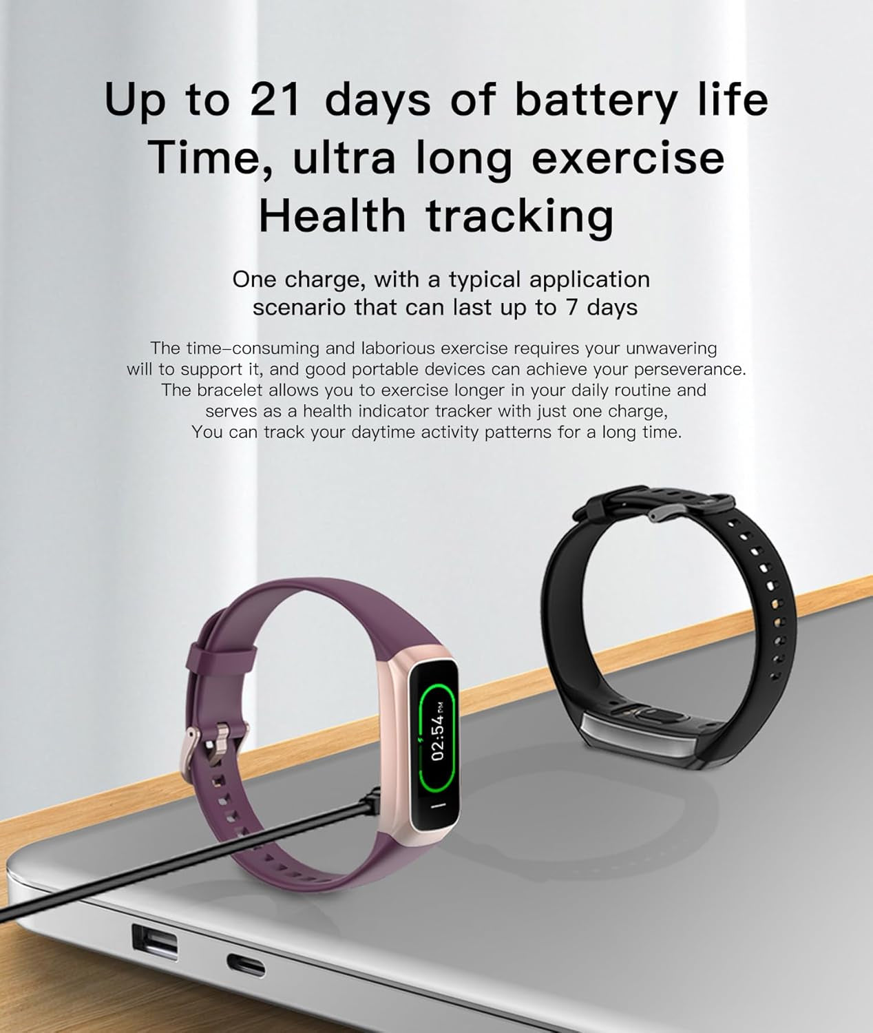 Fitness Tracker - AMOLED Display, Heart Rate, Blood Pressure Monitor