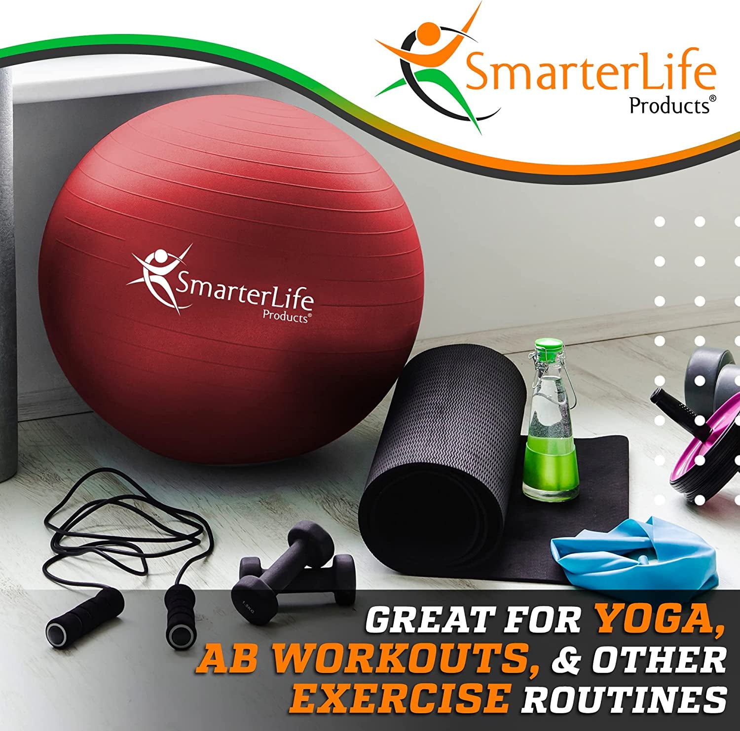 Smarterlife Exercise Ball - Yoga & Fitness Balance Ball