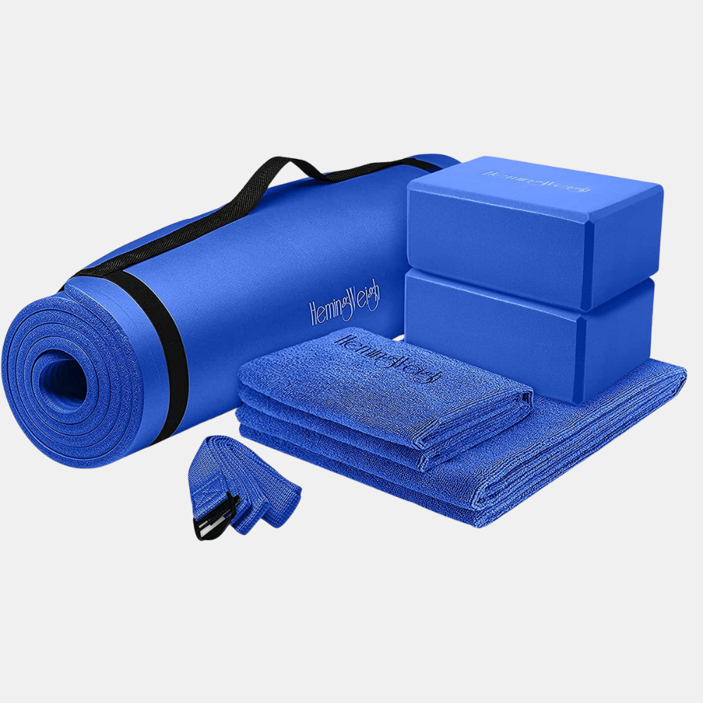 Yoga Mat Set, 0.5 Inch Thick, Non Slip, Beginner Friendly