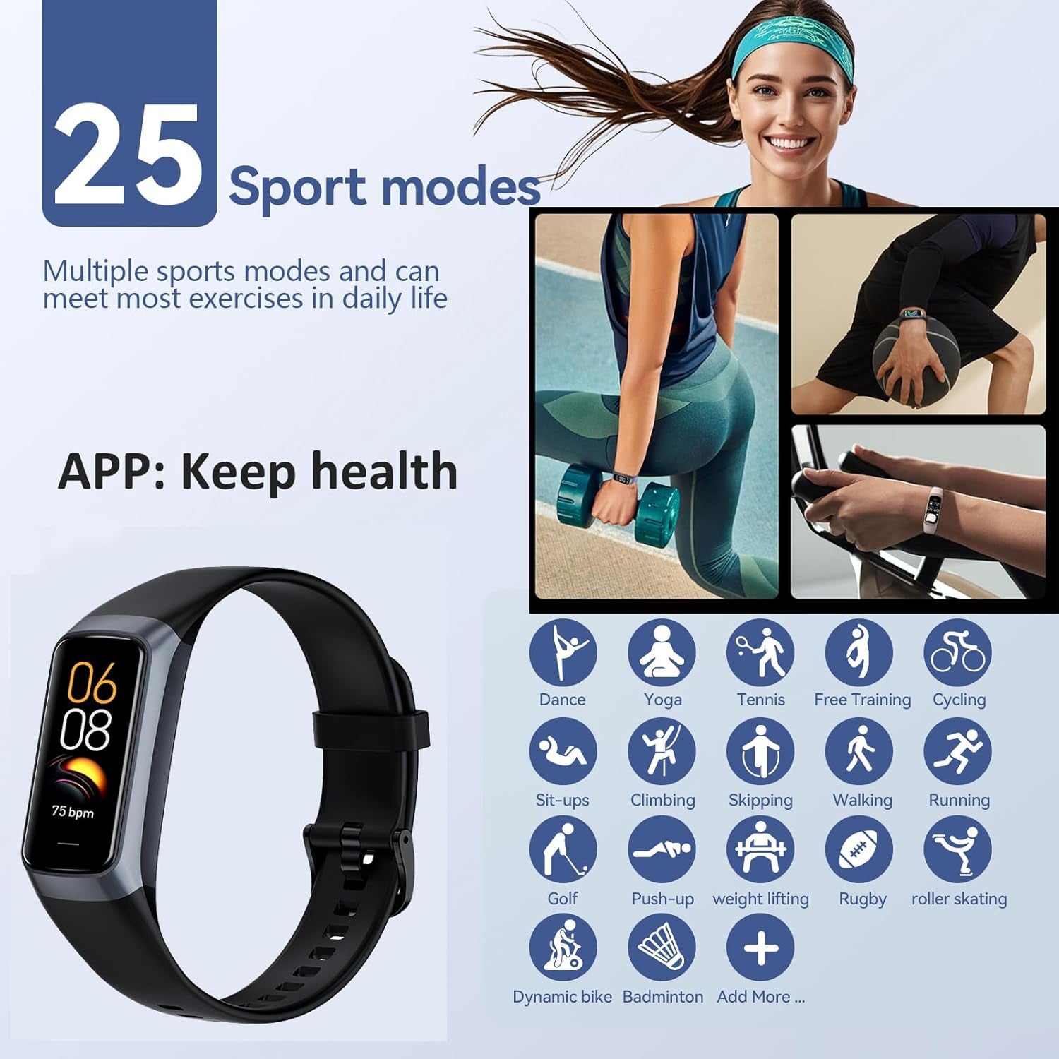 Fitness Tracker - AMOLED Display, Heart Rate, Blood Pressure Monitor
