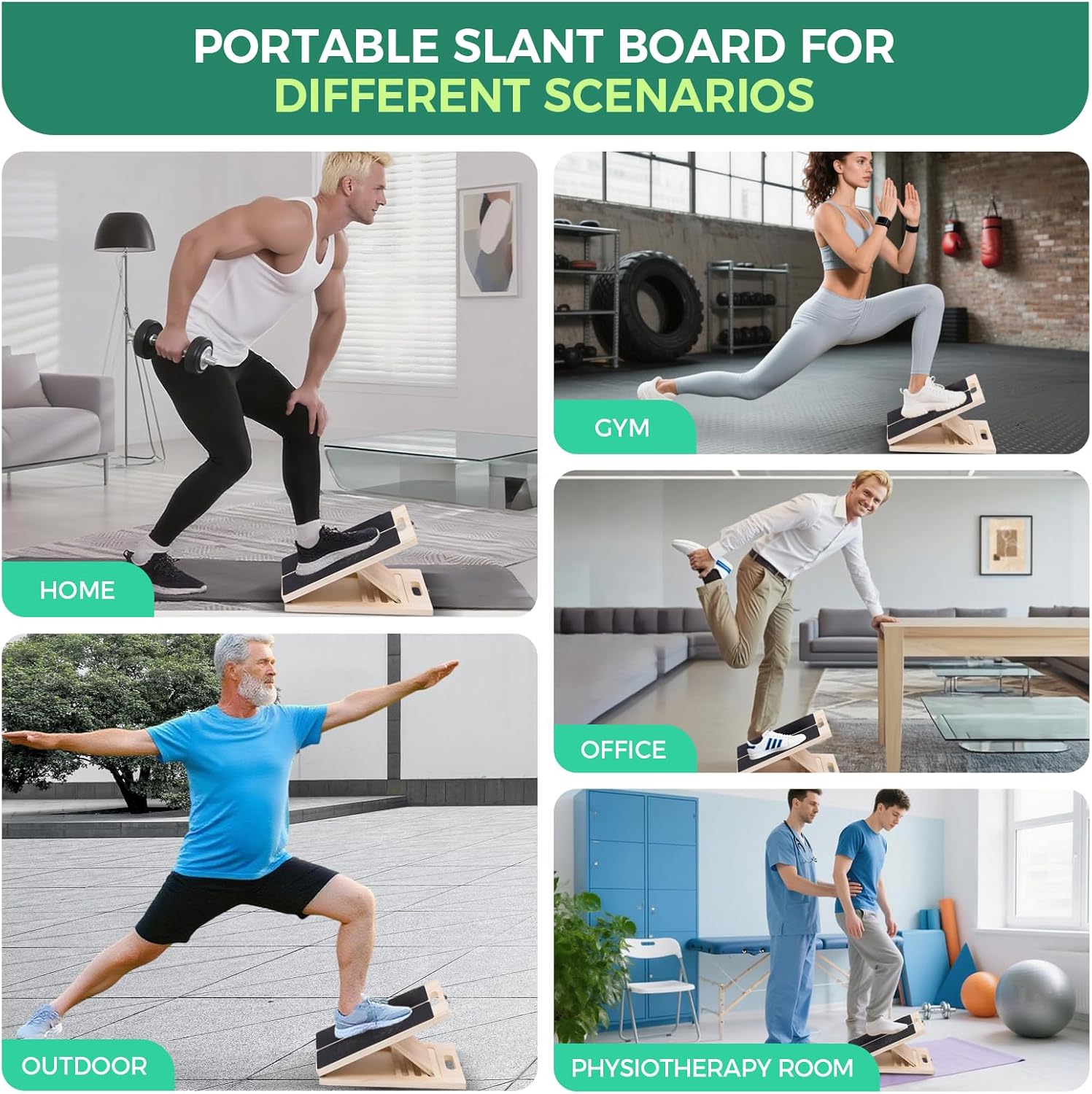 Adjustable Slant Board Calf Stretcher - for Home & Gym