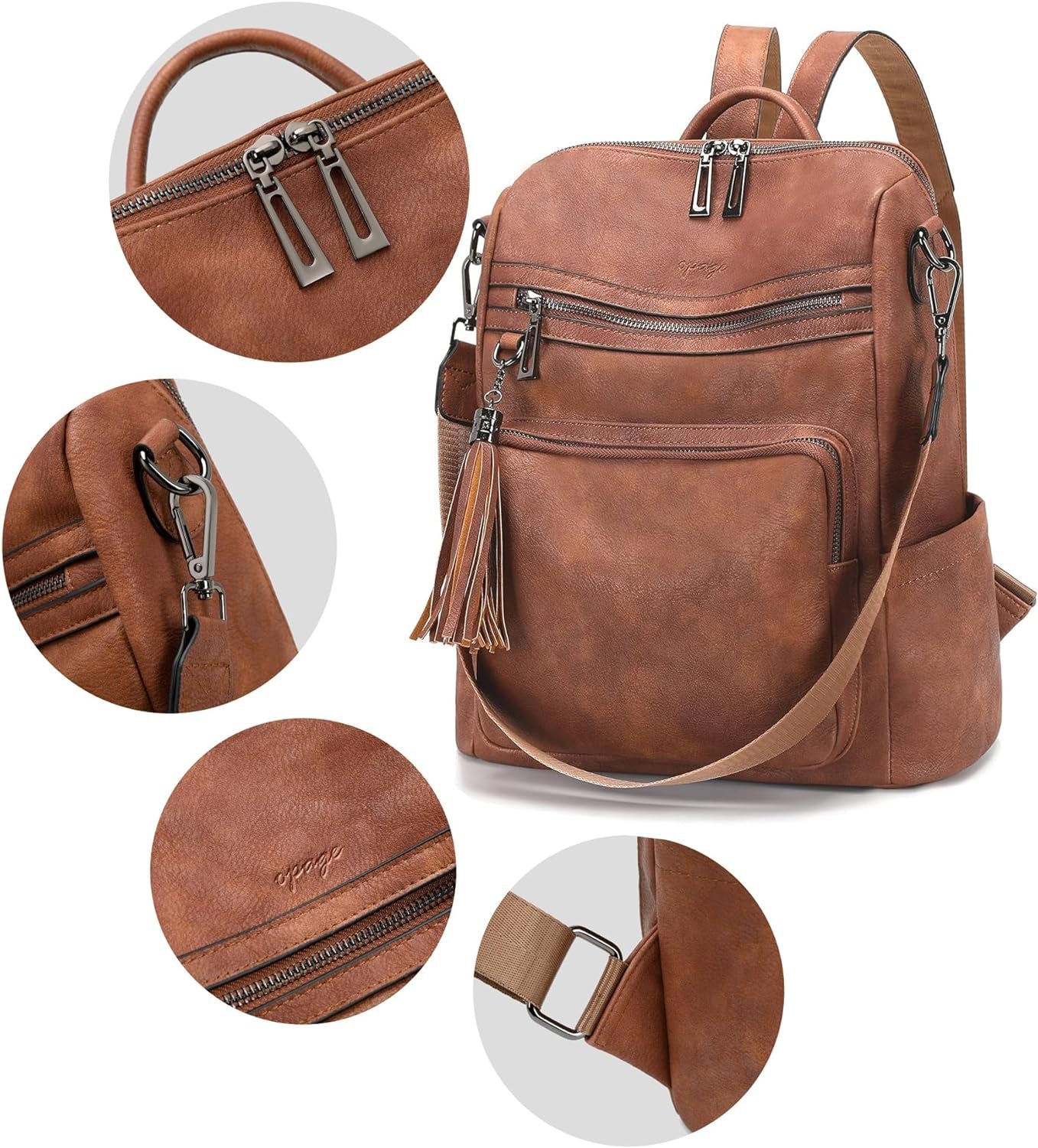 Leather Backpack Purse for Women - Fashion Tassel Shoulder Bag