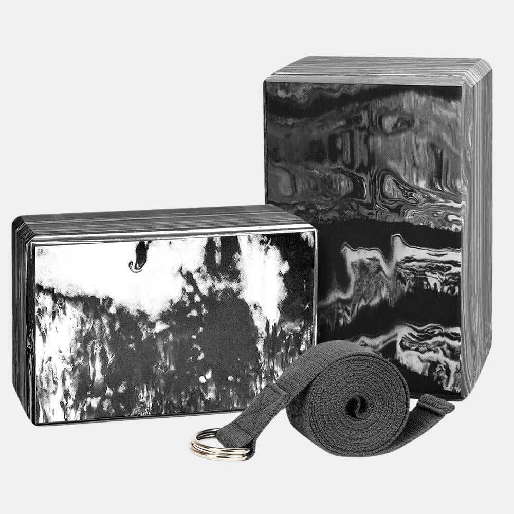 Yoga Block Set 2 Pack with D-Ring Strap - Pilates & Fitness