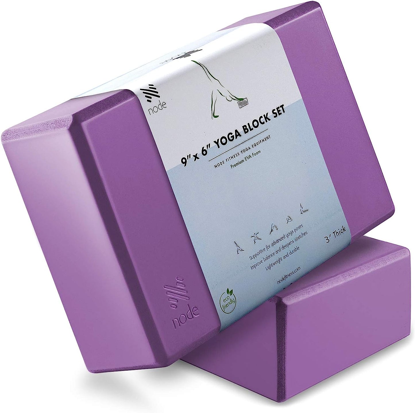 Premium Yoga Block (Set of 2) - 3 Inch Thick EVA Foam Brick - Purple