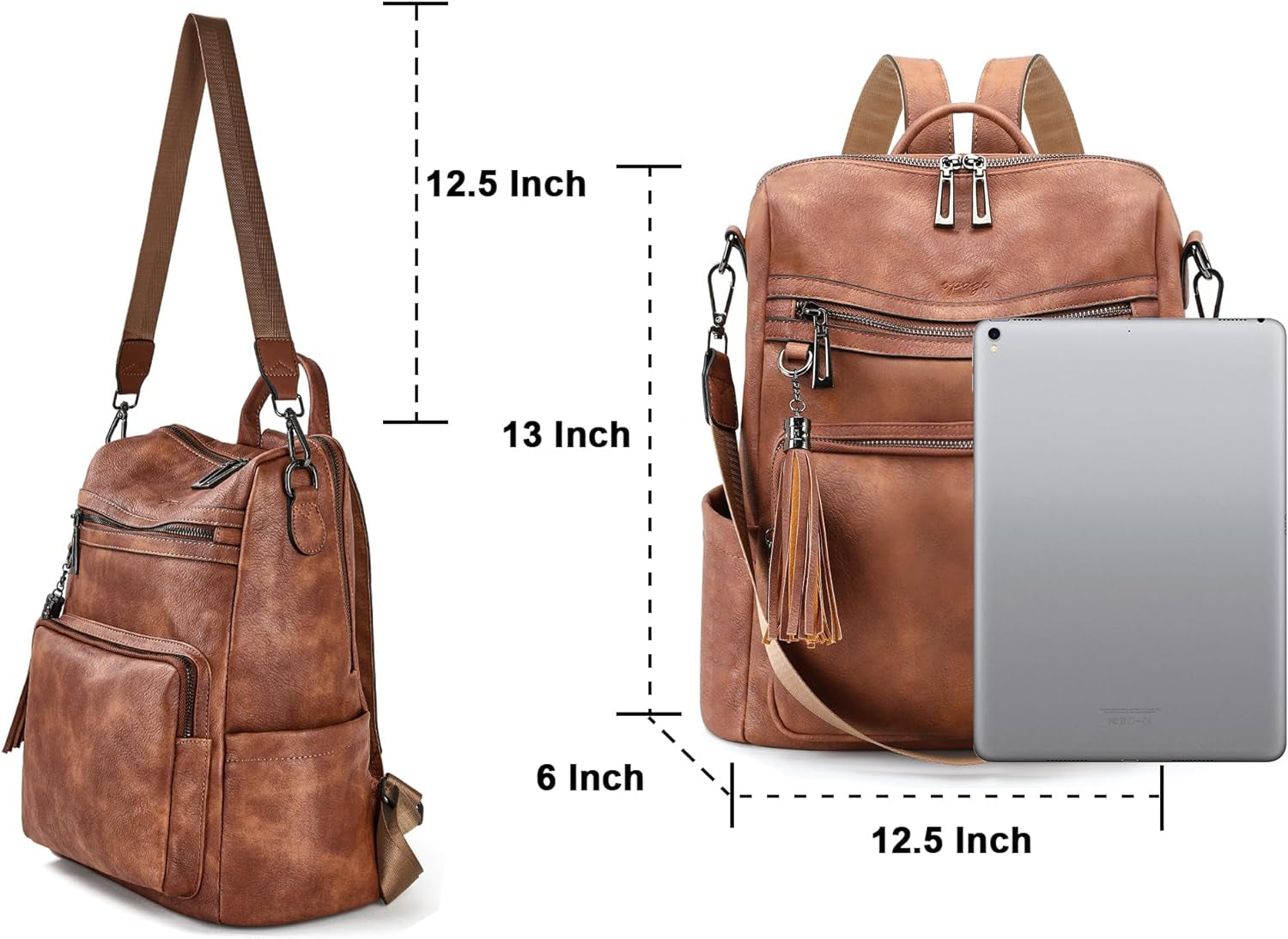 Leather Backpack Purse for Women - Fashion Tassel Shoulder Bag