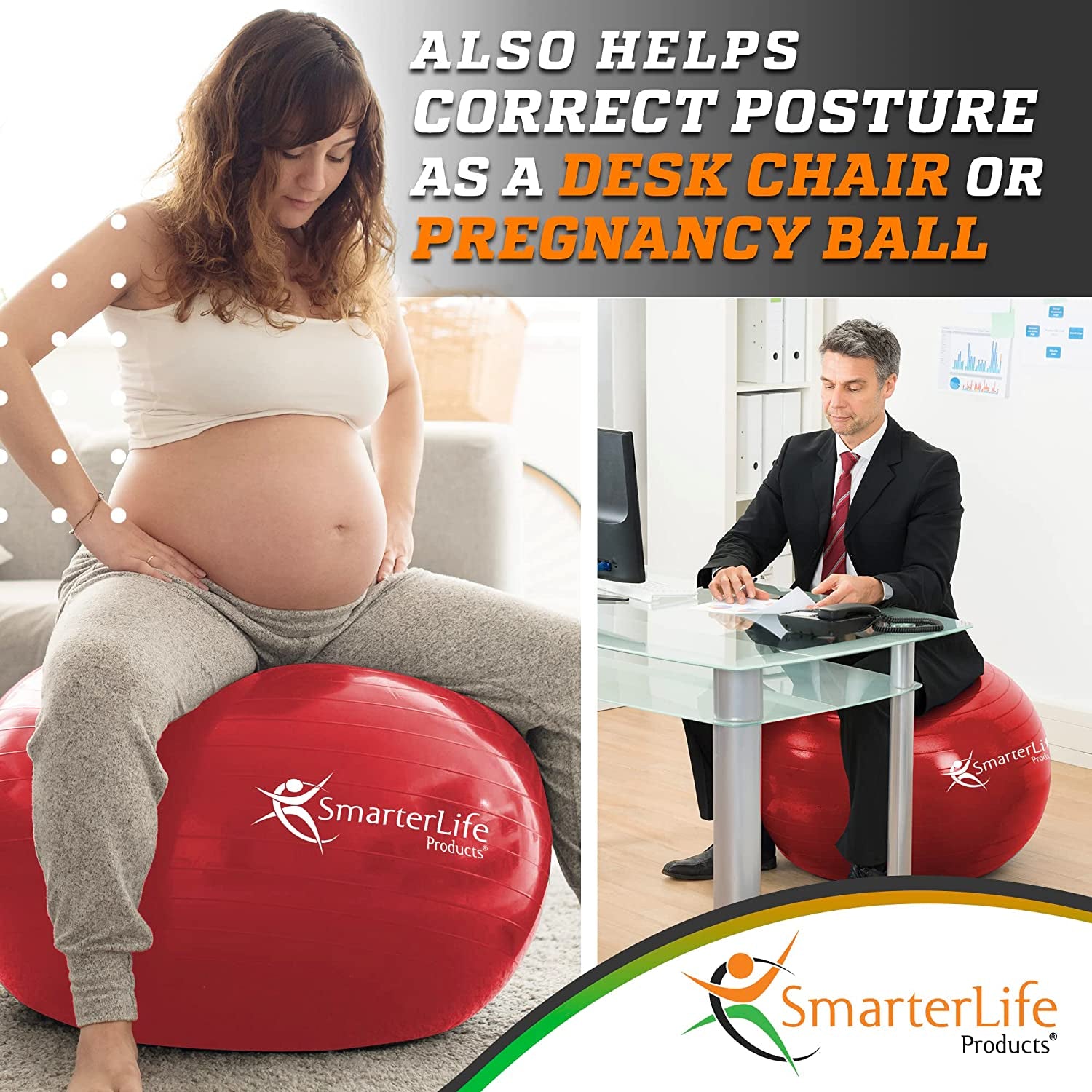 Smarterlife Exercise Ball - Yoga & Fitness Balance Ball