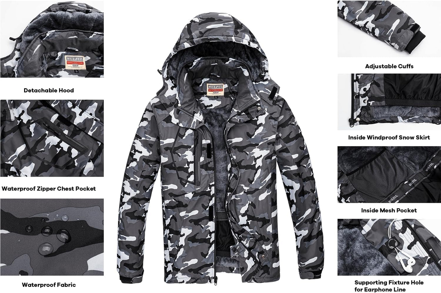 Women'S Waterproof Ski Jacket Warm Winter Coats Windproof Winter Jackets for Women Fleece Lined Windbreaker with Hood