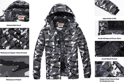 Women'S Waterproof Ski Jacket Warm Winter Coats Windproof Winter Jackets for Women Fleece Lined Windbreaker with Hood