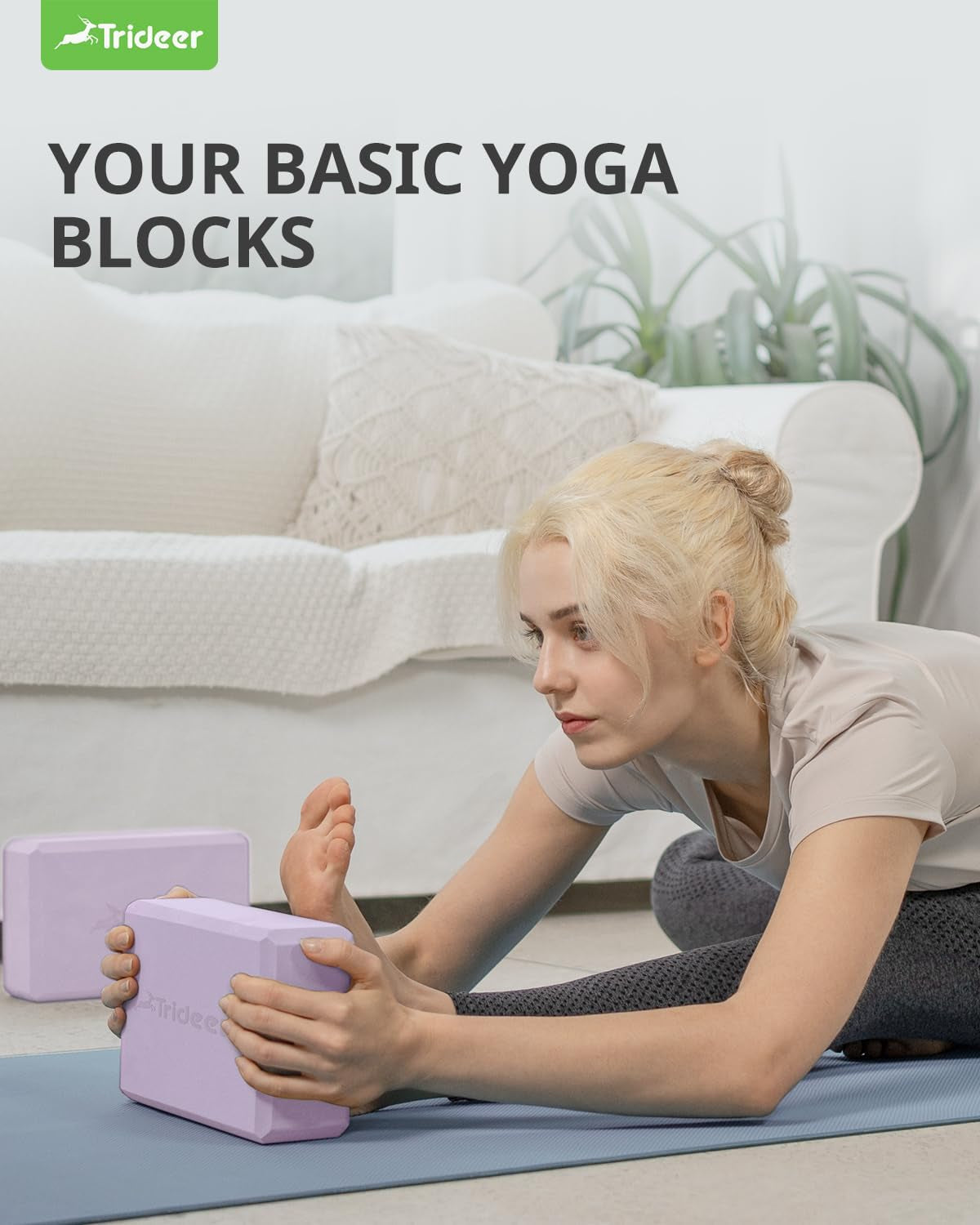 Yoga Blocks 2 Pack - Non-Slip Foam for Alignment & Stretching
