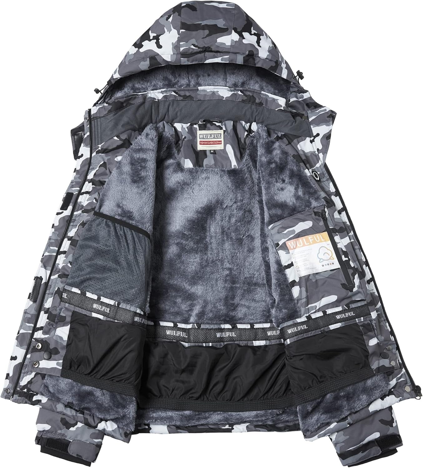 Women's Waterproof Ski Jacket - Fleece-Lined Windbreaker with Hood