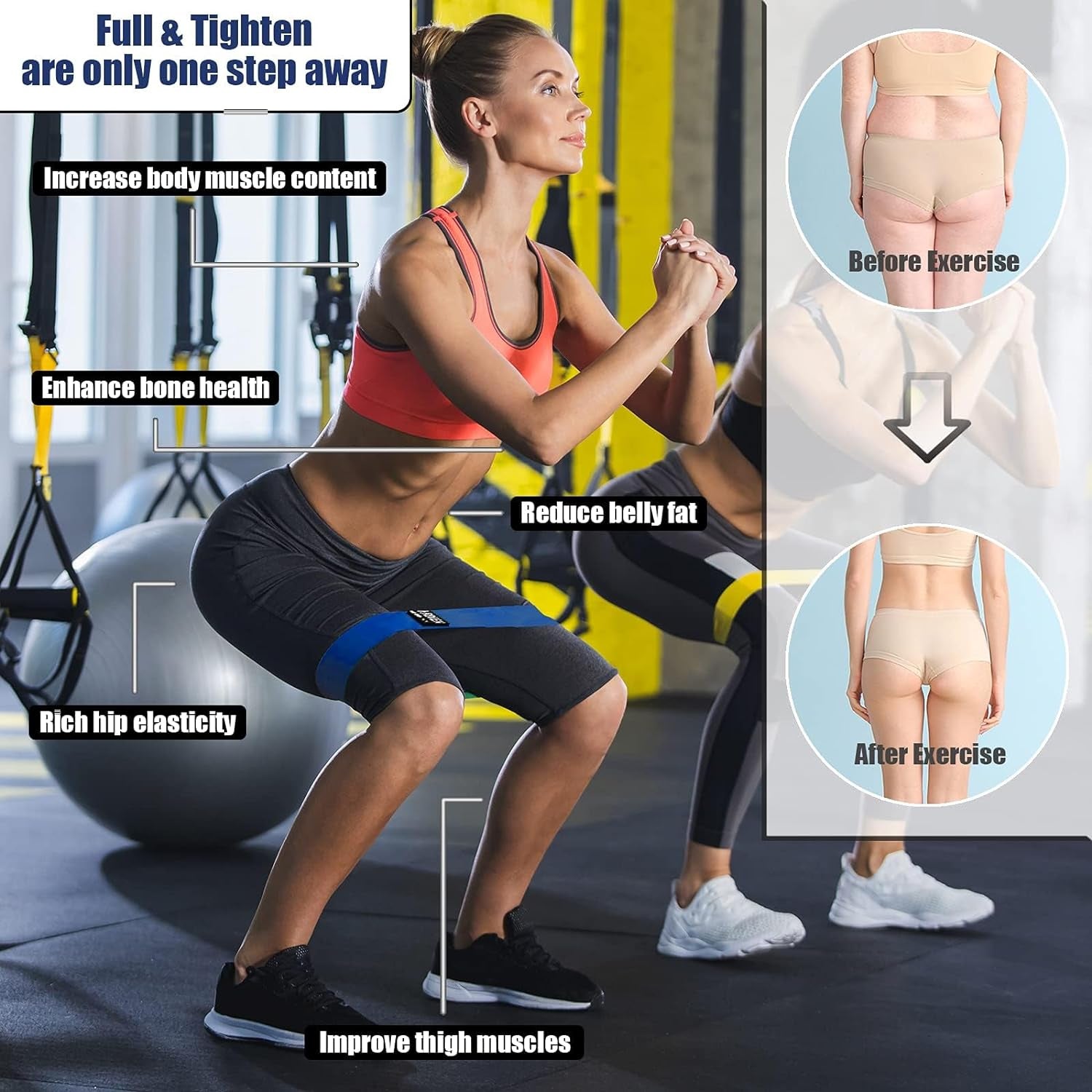 Resistance Bands for Working Out, Women & Men - 3 Levels Elastic Stretch Bands