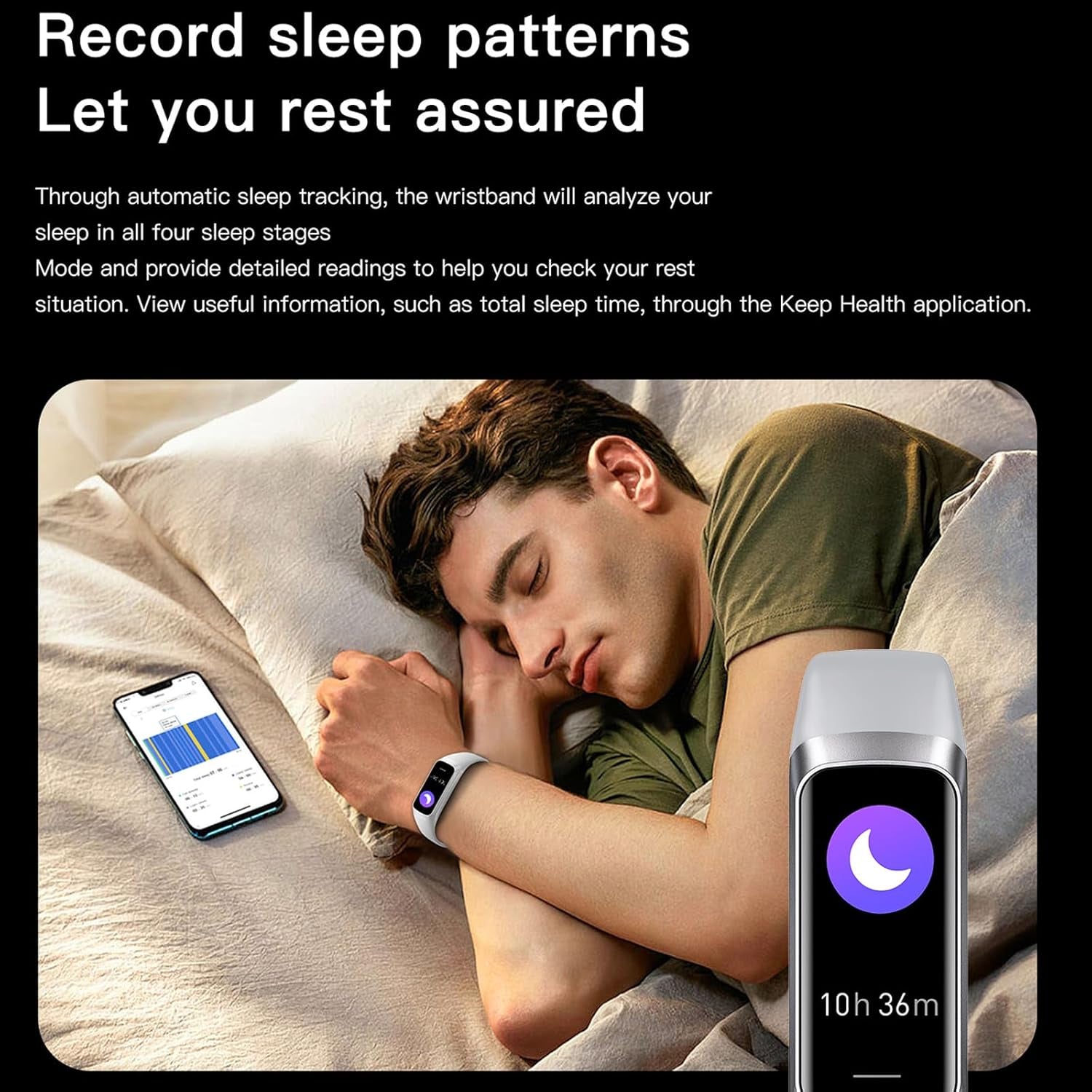 Fitness Tracker - AMOLED Display, Heart Rate, Blood Pressure Monitor