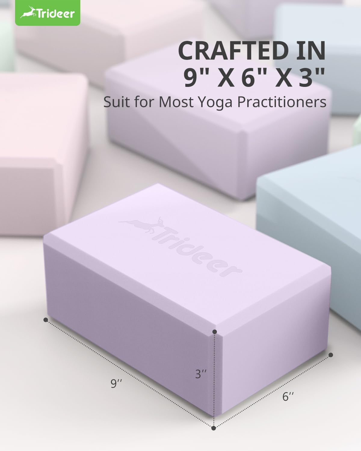 Yoga Blocks 2 Pack - Non-Slip Foam for Alignment & Stretching